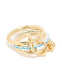 Gold Plated & Blue Coated Metal Stacked Ring - link has visual effect only