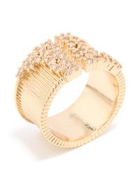 Gold Plated Cubic Zirconia Chunky Cluster Ring - link has visual effect only