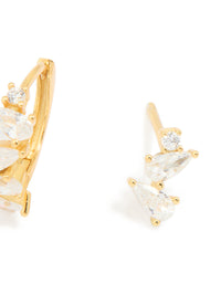 Gold Plated Sterling Silver Cubic Zirconia Chain & Stud Earrings 3-Pack - link has visual effect only