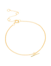 Gold Plated Sterling Silver T-Bar Chain Bracelet - link has visual effect only