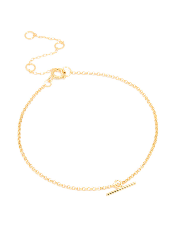 Gold Plated Sterling Silver T-Bar Chain Bracelet