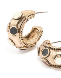 Antique Gold Enamel Circles Hoop Earrings - link has visual effect only