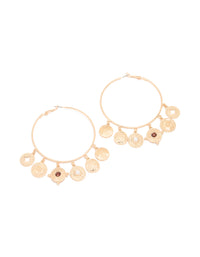 Gold Disc Charm Hoop Earrings - link has visual effect only