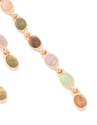 Gold Multicoloured Beaded Asymmetrical Drop Earrings - link has visual effect only