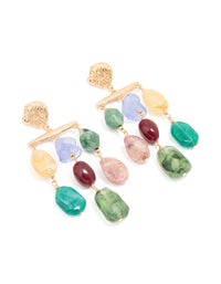 Gold Textured Multicoloured Beaded Mobile Earrings - link has visual effect only