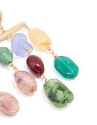 Gold Textured Multicoloured Beaded Mobile Earrings - link has visual effect only