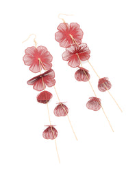 Gold Red Laser Cut Flower Drop Earrings - link has visual effect only