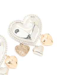 Mixed Metal Heart Charms Drop Earrings - link has visual effect only