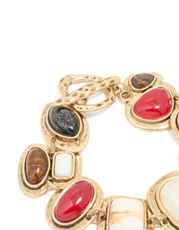 Antique Gold Marble Beaded Hook Bracelet - link has visual effect only