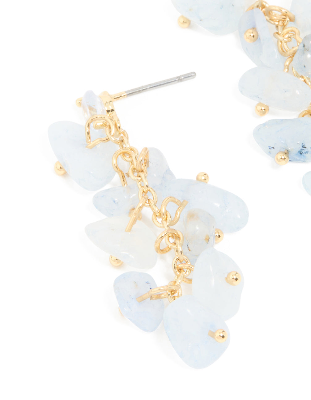Gold Plated Blue Semi Precious Stone Cubic Zirconia Drop Earrings