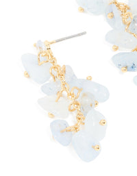 Gold Plated Blue Semi Precious Stone Cubic Zirconia Drop Earrings - link has visual effect only