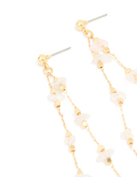 Gold Plated Rose Quartz Layered Drop Earrings - link has visual effect only