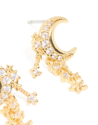 Gold Plated Cubic Zirconia Celestial Drop Earrings - link has visual effect only