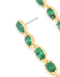 Gold Plated Emerald Semi Precious Stone Oval Drop Earrings - link has visual effect only