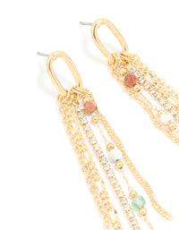 Gold Plated Multicoloured Semi Precious Stone Cup Chain Earrings - link has visual effect only