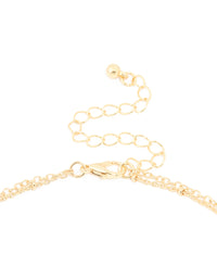 Gold Plated Aqua Beaded Semi Precious Stone & Disc Layered Necklace - link has visual effect only
