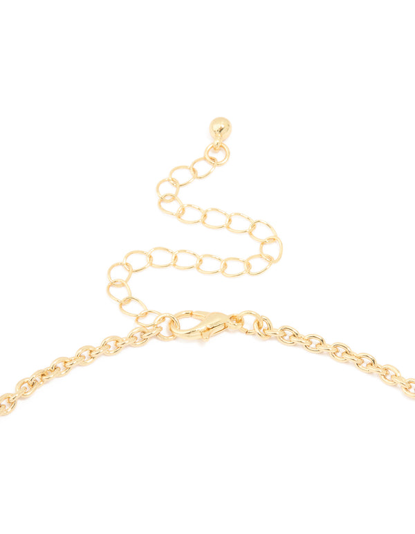 Gold Plated Multicoloured Semi Precious Stone Disc & Droplet Necklace