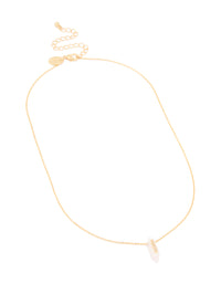 Gold Plated Rose Quartz & Cubic Zirconia Pendant Necklace - link has visual effect only