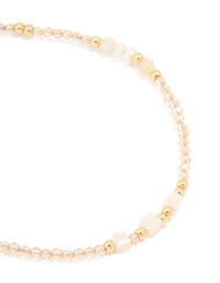 Gold Plated Freshwater Pearl Dainty Beaded Bracelet - link has visual effect only
