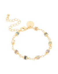 Gold Plated Multicoloured Semi Precious Stone Rondell Bracelet - link has visual effect only