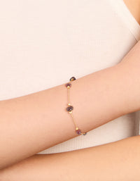 Gold Plated Multicoloured Medium Semi Precious Stone Chip Bracelet - link has visual effect only