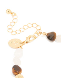 Gold Plated Rose Quartz & Tigers Eye Bracelet - link has visual effect only