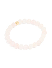 Gold Plated Round Rose Quartz Stretch Bracelet - link has visual effect only