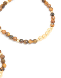 Gold Plated Tigers Eye Stretch Bracelets 2-Pack - link has visual effect only