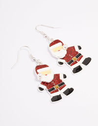 Silver Glitter Santa Drop Earrings - link has visual effect only