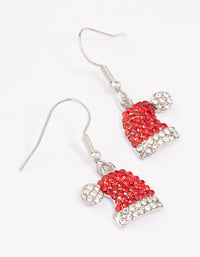 Silver Red Diamante Santa Hat Earrings - link has visual effect only