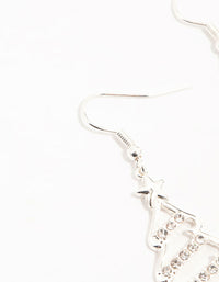 Silver Diamante Festive Tree Outline Drop Earrings - link has visual effect only