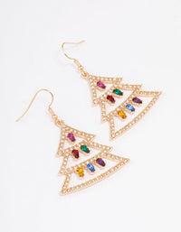 Gold Festve Tree & Lights Drop Earrings - link has visual effect only