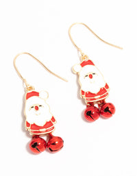 Gold Santa & Red Bells Drop Earrings - link has visual effect only
