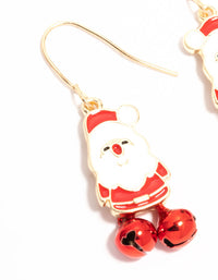 Gold Santa & Red Bells Drop Earrings - link has visual effect only