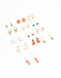 Gold Present & Stocking Stud Earrings 12-Pack - link has visual effect only