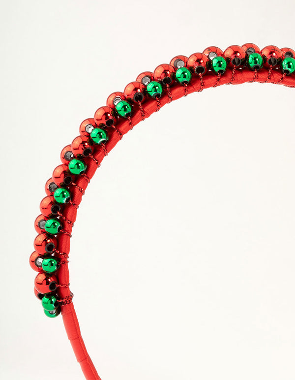 Red & Green Xmas Bells Headband