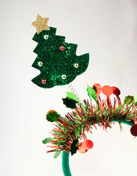 Red & Green Tinsel Spring Festive Tree Headband - link has visual effect only