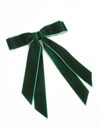 Green Velvet Fabric Double Bow Hair Clip - link has visual effect only