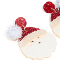 Red Acrylic Santa Head Earrings - link has visual effect only