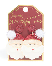 Red Acrylic Santa Head Earrings - link has visual effect only