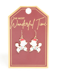 Gold Festive Poodle Diamante Light Collar Drop Earrings - link has visual effect only