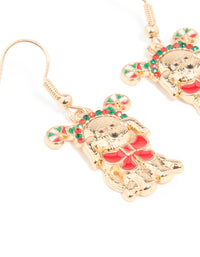 Gold Cute Festive Dog Bow Collar Drop Earrings - link has visual effect only