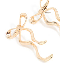 Gold Dangle Bow Stud Earrings - link has visual effect only