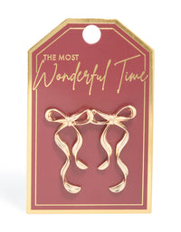 Gold Dangle Bow Stud Earrings - link has visual effect only