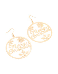Gold Merry Christmas Hoop Earrings - link has visual effect only
