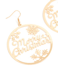 Gold Merry Christmas Hoop Earrings - link has visual effect only
