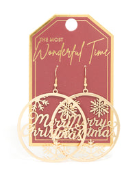 Gold Merry Christmas Hoop Earrings - link has visual effect only