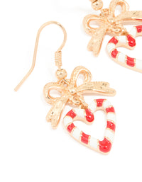 Gold Candy Cane Heart Earrings - link has visual effect only