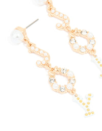 Gold Pearl 'Joy' Drop Earrings - link has visual effect only