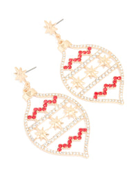 Gold Diamante Ornament Drop Earrings - link has visual effect only